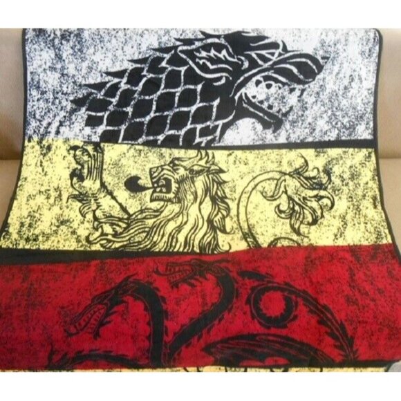 Rare New Game of Thrones House Rows Plush Fleece Gift Throw Blanket Book Series - Picture 2 of 4